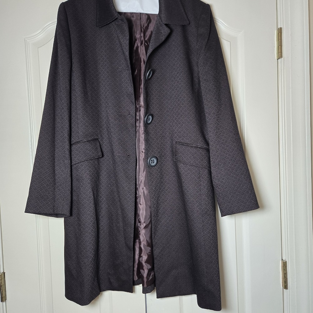 Tahari Arthur S Levine Coat Womens size 14 Dark Burgundy/Black Preppy‎ Classic - Picture 5 of 10
